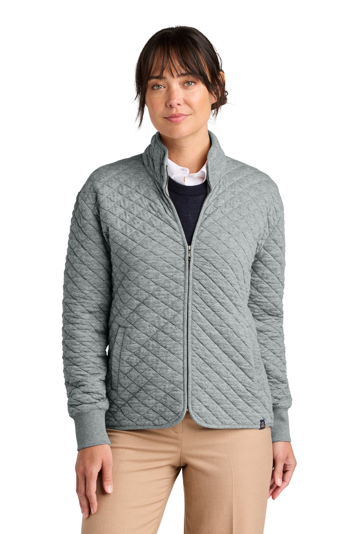 Brooks Brothers® Diamond Quilt - Chaqueta con cremallera completa para mujer BB18213