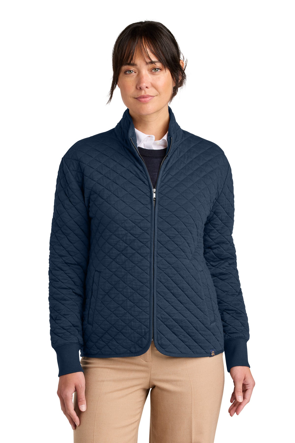 Brooks Brothers® Diamond Quilt - Chaqueta con cremallera completa para mujer BB18213