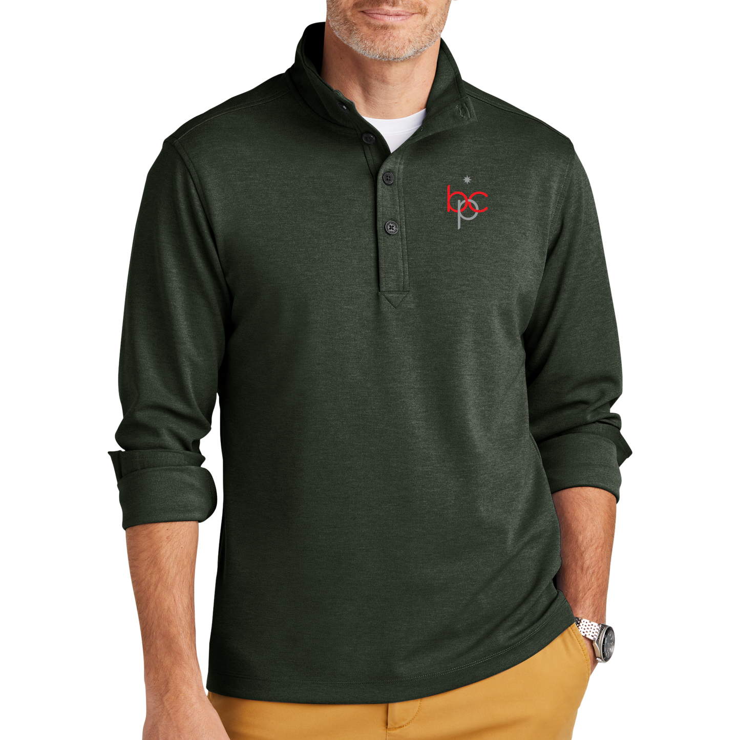 Brooks Brothers® Capa intermedia elástica de 1/2 botón BB18202