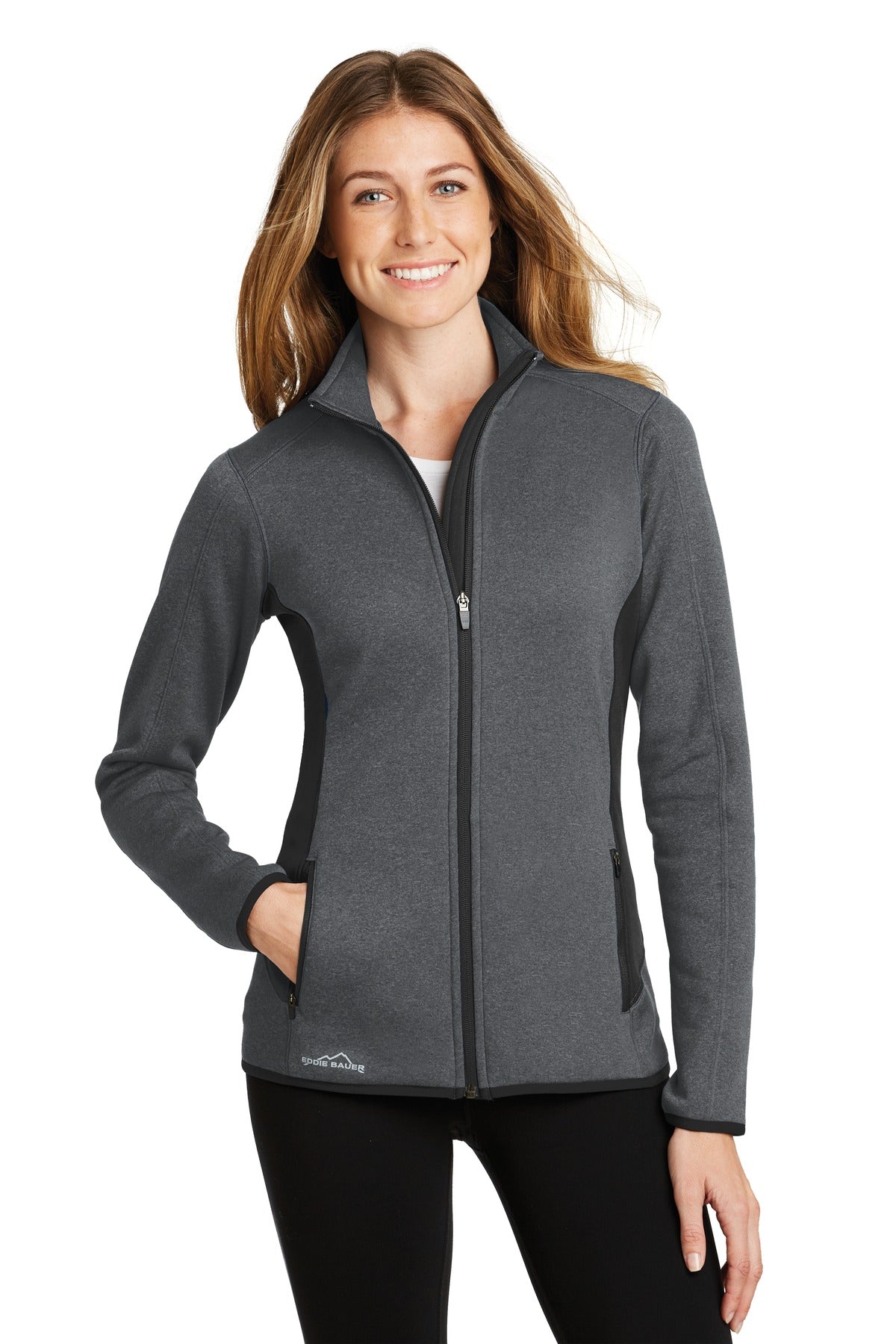Chaqueta de polar elástico jaspeado con cremallera completa para mujer de Eddie Bauer®. EB239